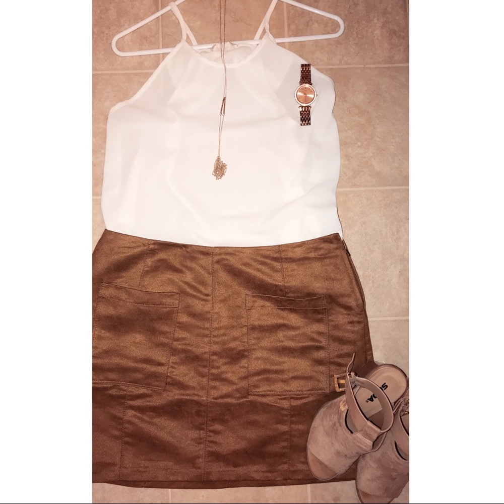 { Camel Colored Mini Skirt }